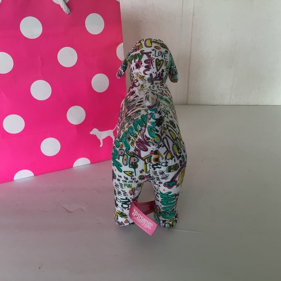 PINK VICTORIAS SECRET GRAFFITI PRINT MINI DOG PLUSH - Picture 7 of 12